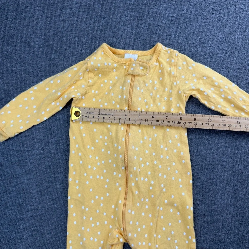 Onesies Brand Footed Sleeper Kids 3-6 Months Yellow Polka Dot Zip Up Pajamas‎